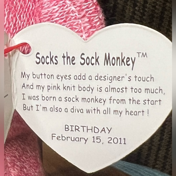 NWT TY Pink Beanie Buddy Socks the Sock Monkey 🙈 - Picture 11 of 13